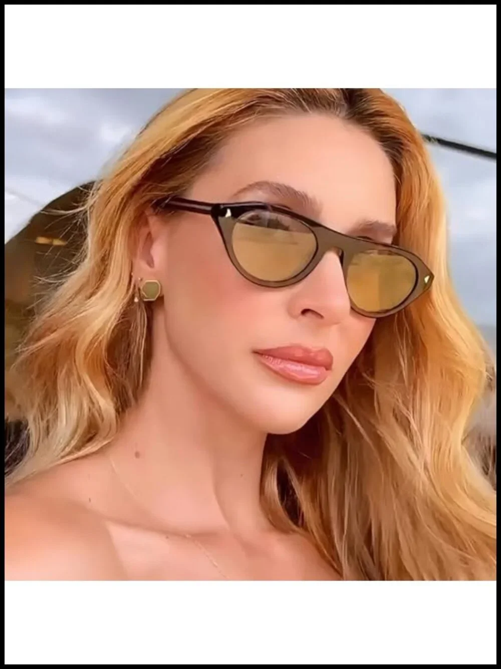 Retro Oval Cateye Sunglasses UV400 Protection Narrow Sun Glasses